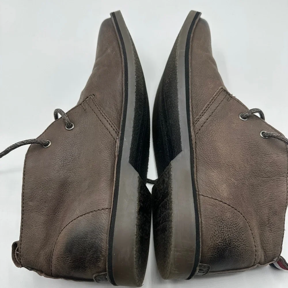 Superdry Mens Brown Leather Chukka Desert Boots Size 10 US 43 EU Burnished Toe
